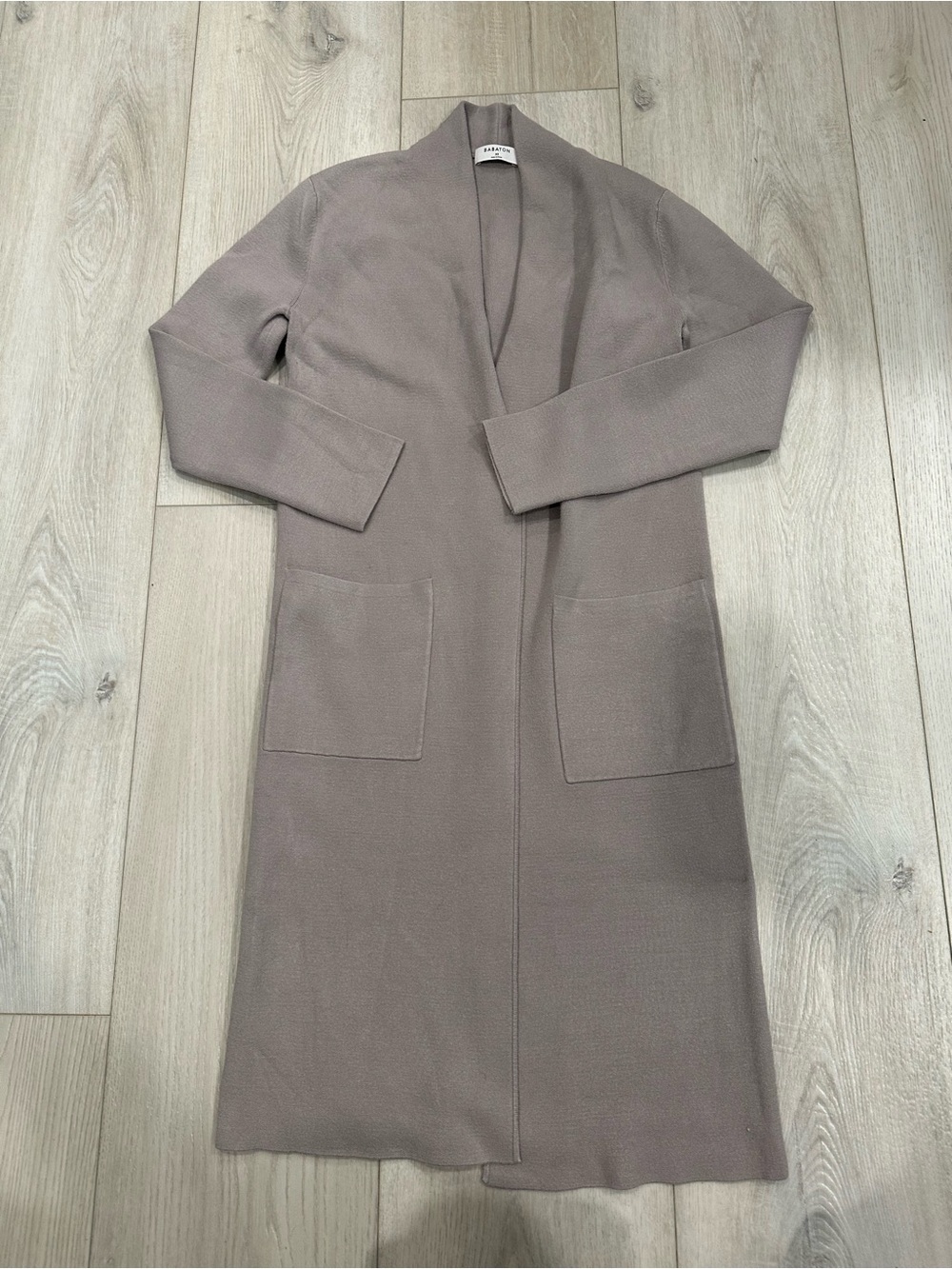 Babaton Aritzia XS Taupe Open Front Long Knit Duster Cardigan